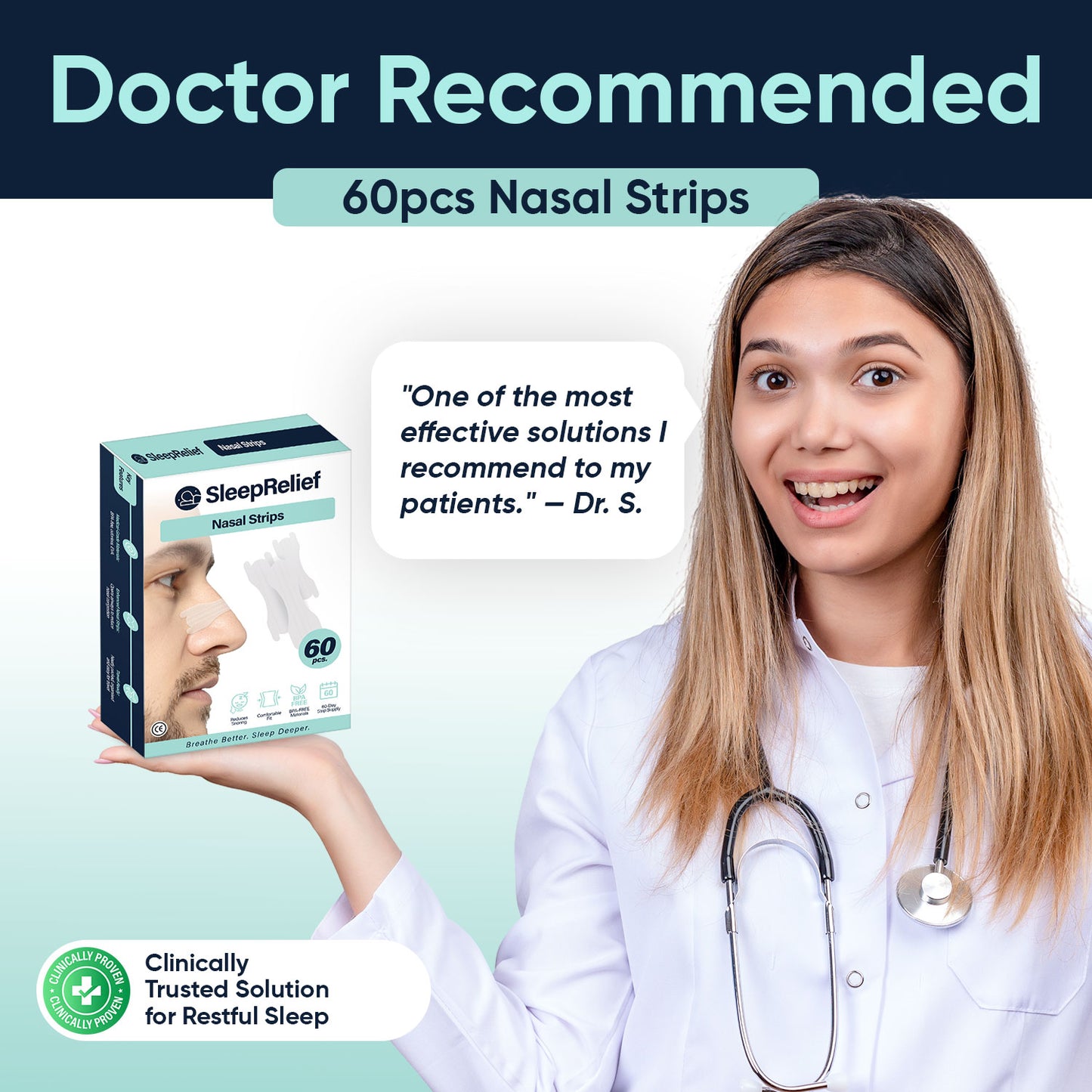 Nasal Strips 60 Days Supply + Travel Box - SleepRelief
