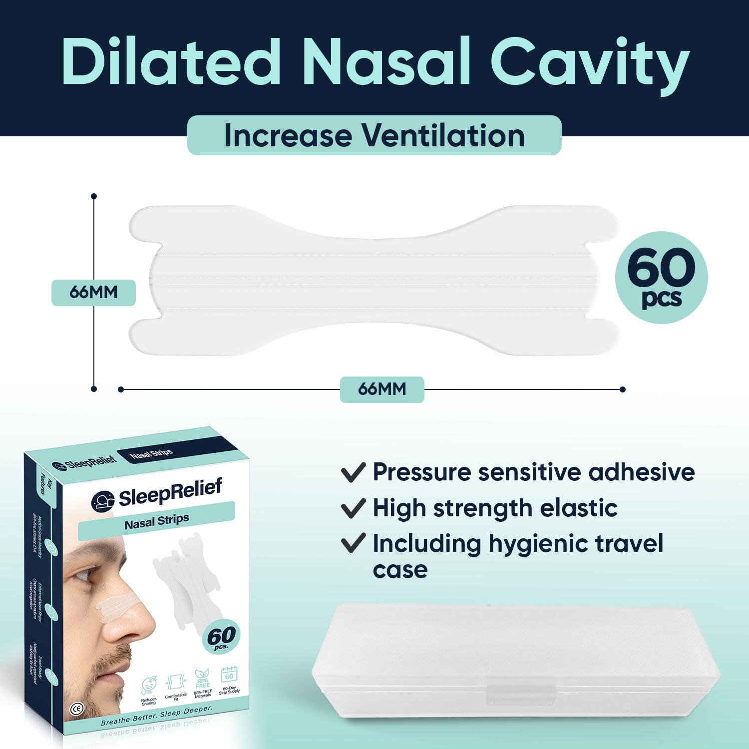 Nasal Strips 60 Days Supply + Travel Box - SleepRelief