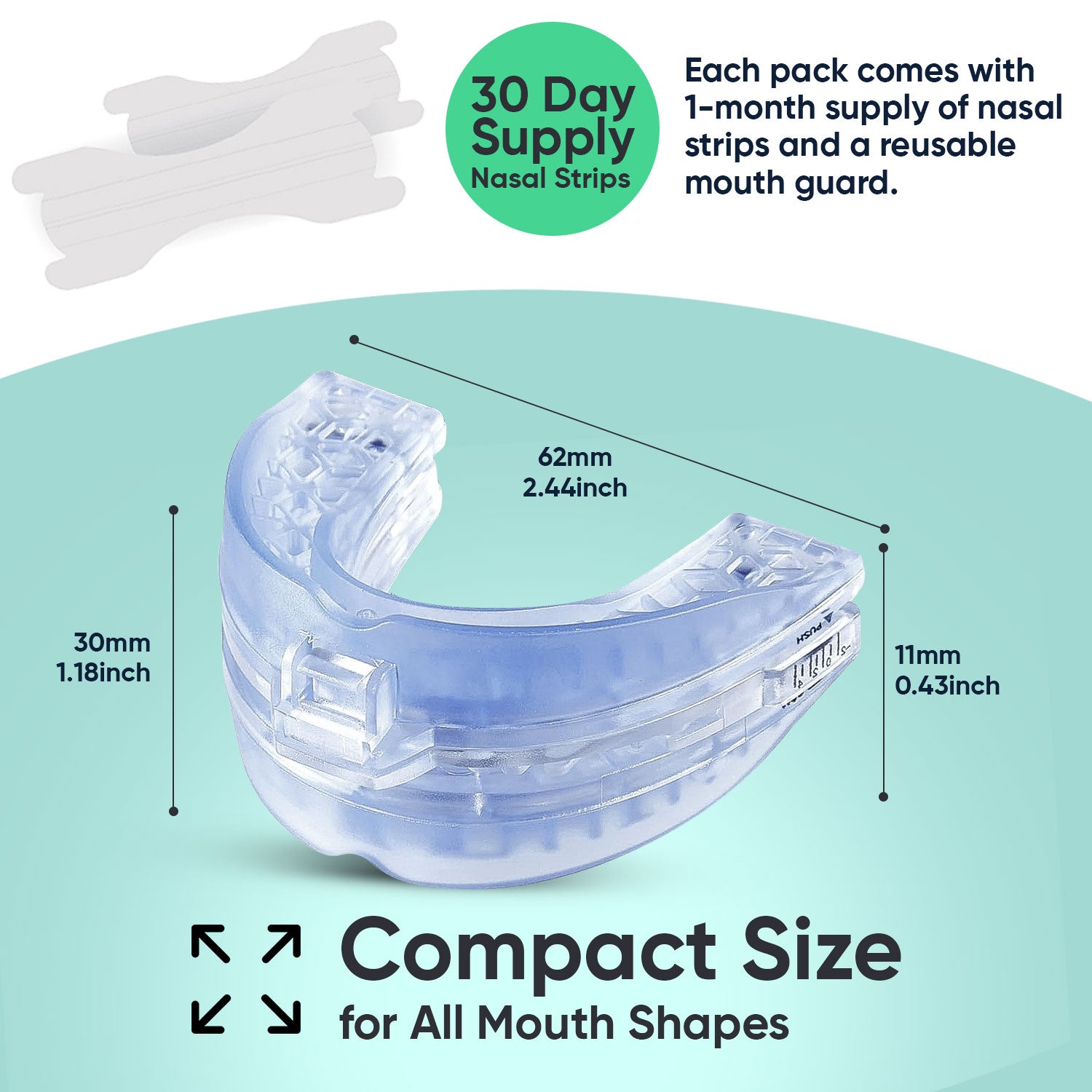 Anti Snore Mouth Guard + 30 Days Supply Of Nasal Strips - SleepRelief