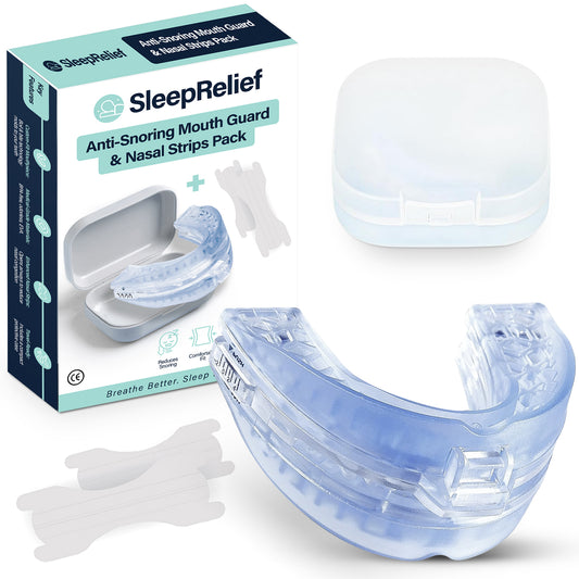 Anti Snore Mouth Guard + 30 Days Supply Of Nasal Strips - SleepRelief